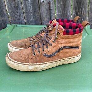 Vans Sk8-Hi MTE Glazed Ginger Suede Plaid Lined High Top Sneakers Scotchgard